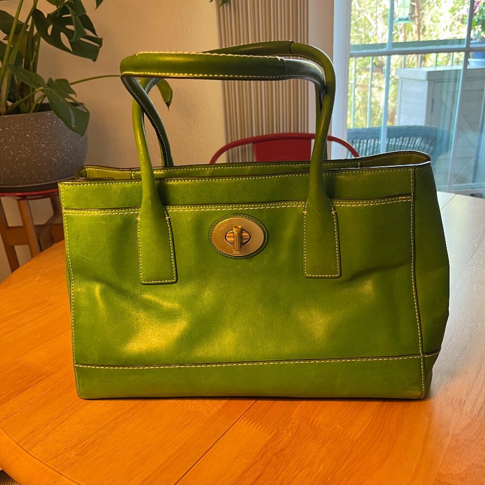 Coach leather satchel, green